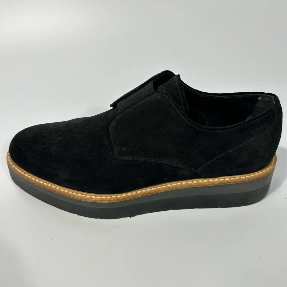 VINCE Black Davy Slip-on Oxford Suede Platform Shoes Size 7